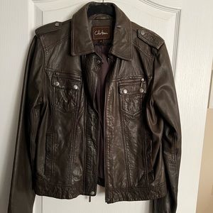 Chocolate brown Cole Haan lambskin jacket